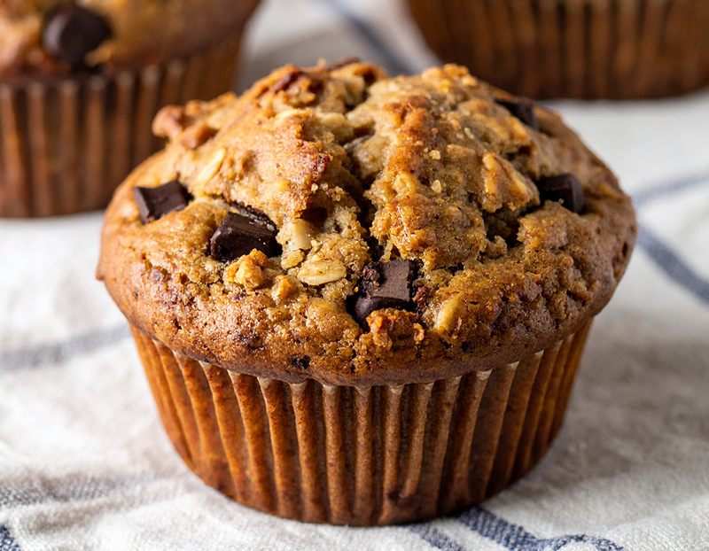 Muffins flocons d'avoine banane chocolat
