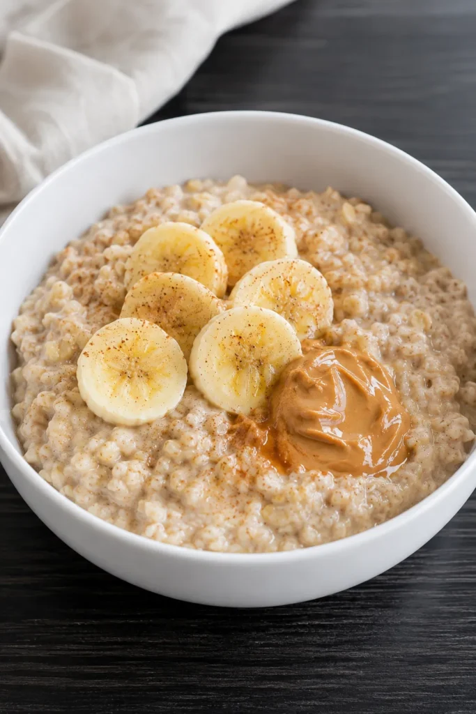 Porridge avoine banane beurre de cacahuète​