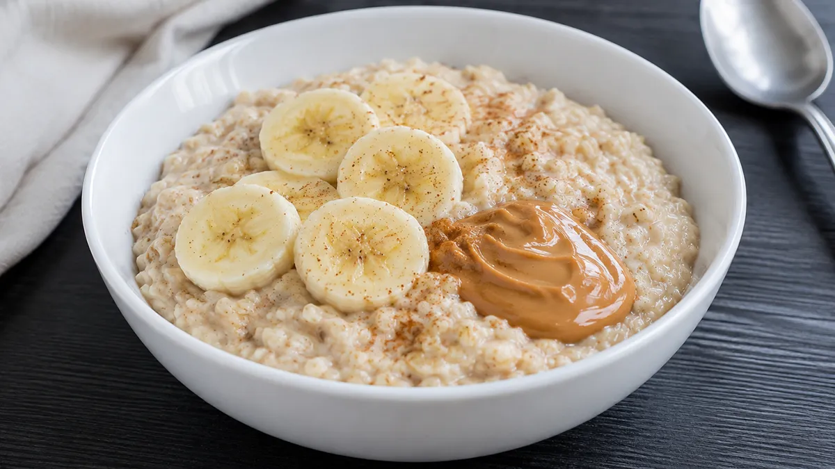Porridge avoine banane beurre de cacahuète​