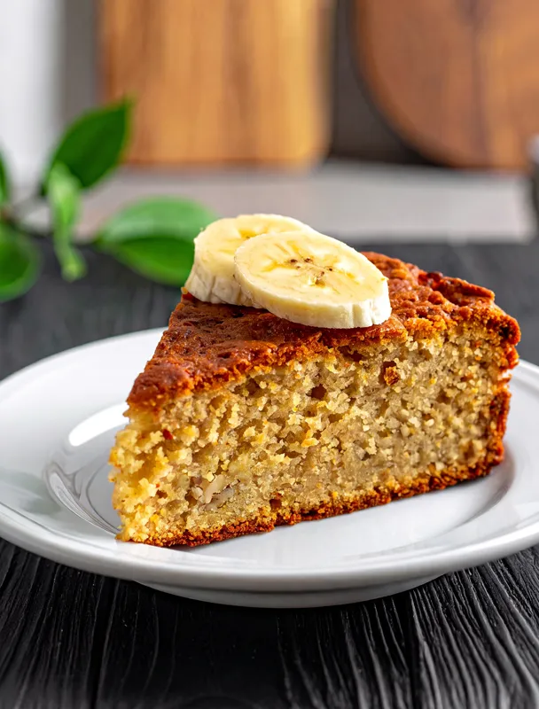 Une part de gâteau aux flocons d’avoine banane et yaourt